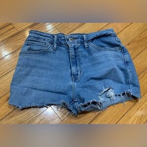 Levi's Distressed High Rise Skinny Denim Blue Shorts